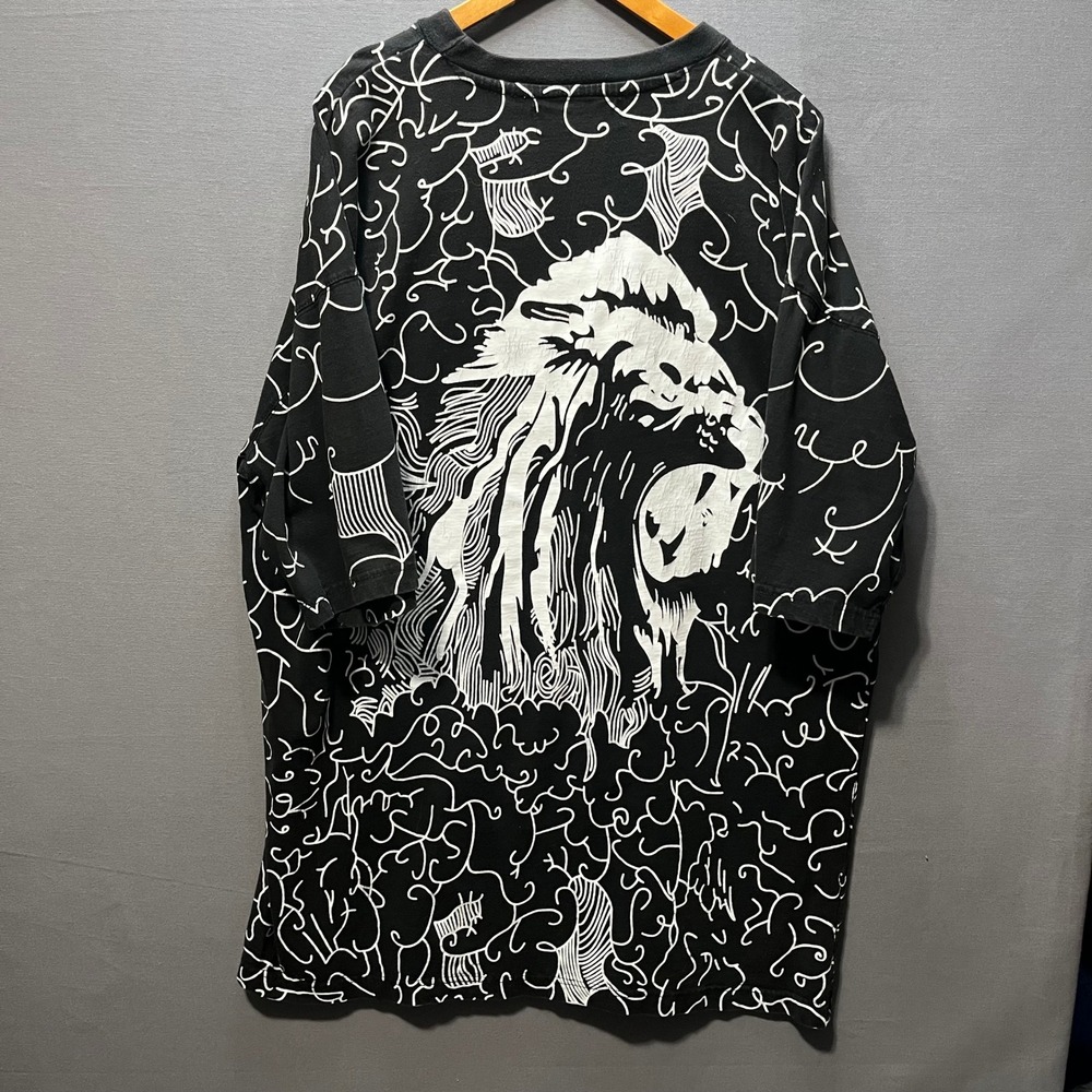 Evolution In Design Mens 2XL Black White Lion All Over Print Graphic T-Shirt